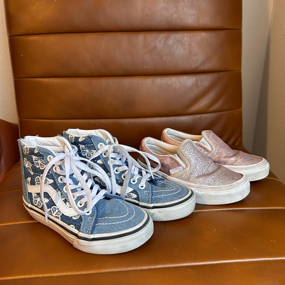 Vans Bundle Denim high tops and Pink Glitter Slip-On Shoes